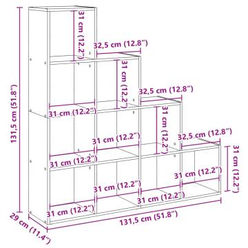  Room Divider Bookcase 4-Tier Artisan Oak 131.5x29x131.5 cm Engineered Wood