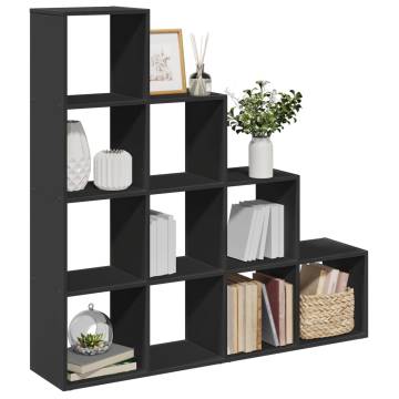  Room Divider Bookcase 4-Tier Black 131.5x29x131.5 cm Engineered Wood