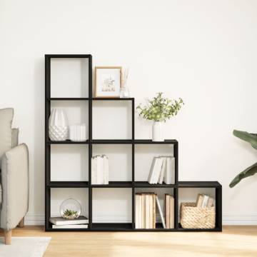  Room Divider Bookcase 4-Tier Black 131.5x29x131.5 cm Engineered Wood