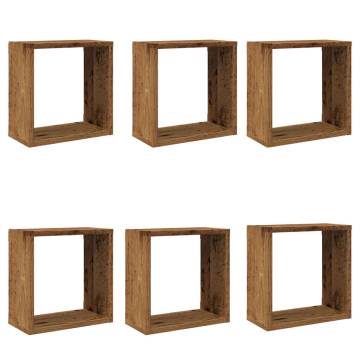  Wall Cube Shelves 6 pcs Old Wood 30x15x30 cm Engineered Wood