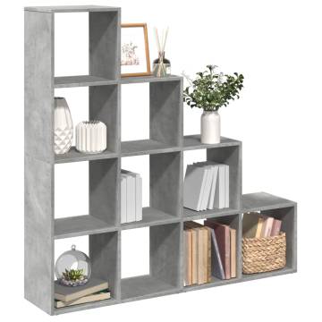  Room Divider Bookcase 4-Tier Concrete Grey 131.5x29x131.5 cm Engineered Wood