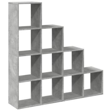  Room Divider Bookcase 4-Tier Concrete Grey 131.5x29x131.5 cm Engineered Wood