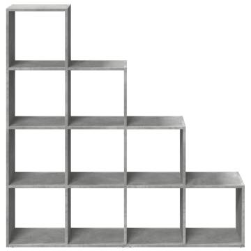  Room Divider Bookcase 4-Tier Concrete Grey 131.5x29x131.5 cm Engineered Wood