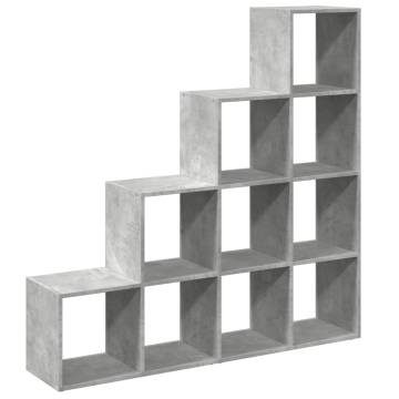  Room Divider Bookcase 4-Tier Concrete Grey 131.5x29x131.5 cm Engineered Wood