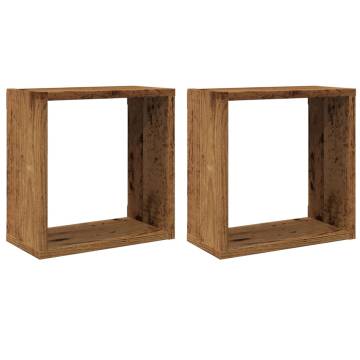  Wall Cube Shelves 2 pcs Old Wood 30x15x30 cm Engineered Wood