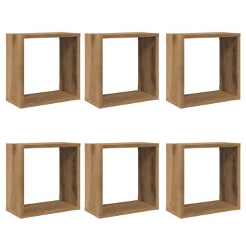  Wall Cube Shelves 6 pcs Artisan Oak 30x15x30 cm Engineered Wood