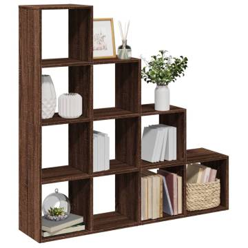  Room Divider Bookcase 4-Tier Brown Oak 131.5x29x131.5 cm Engineered Wood