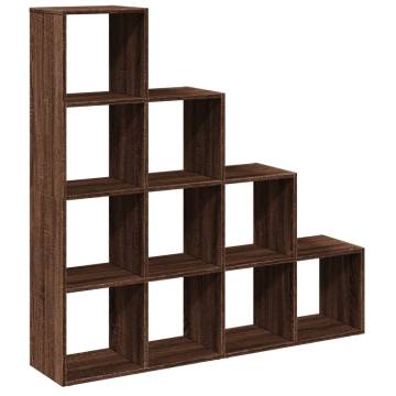  Room Divider Bookcase 4-Tier Brown Oak 131.5x29x131.5 cm Engineered Wood