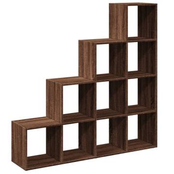  Room Divider Bookcase 4-Tier Brown Oak 131.5x29x131.5 cm Engineered Wood