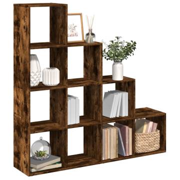  Room Divider Bookcase 4-Tier Smoked Oak 131.5x29x131.5 cm Engineered Wood