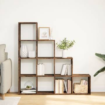  Room Divider Bookcase 4-Tier Smoked Oak 131.5x29x131.5 cm Engineered Wood