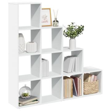  Room Divider Bookcase 4-Tier White 131.5x29x131.5 cm Engineered Wood