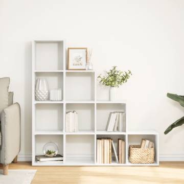  Room Divider Bookcase 4-Tier White 131.5x29x131.5 cm Engineered Wood