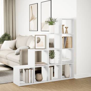  Room Divider Bookcase 4-Tier White 131.5x29x131.5 cm Engineered Wood