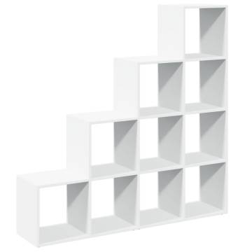  Room Divider Bookcase 4-Tier White 131.5x29x131.5 cm Engineered Wood