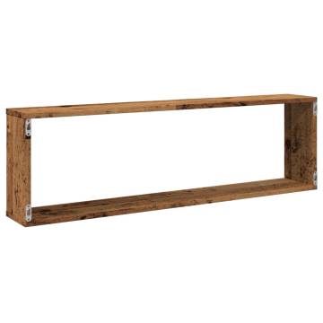  Wall Cube Shelves 2 pcs Old Wood 100x15x30 cm Engineered Wood