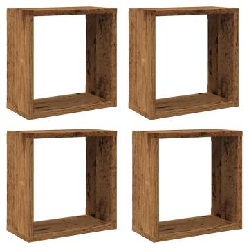  Wall Cube Shelves 4 pcs Old Wood 30x15x30 cm Engineered Wood