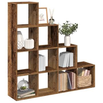  Room Divider Bookcase 4-Tier Old Wood 131.5x29x131.5 cm Engineered Wood