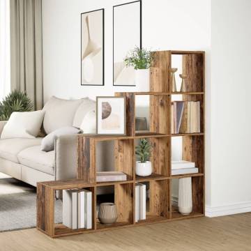  Room Divider Bookcase 4-Tier Old Wood 131.5x29x131.5 cm Engineered Wood