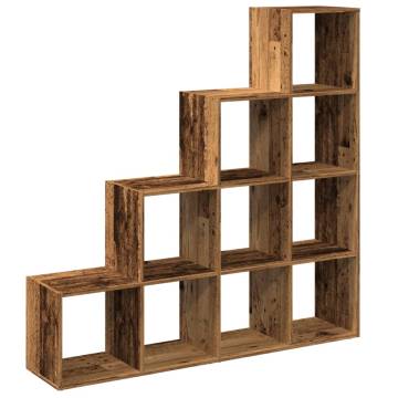  Room Divider Bookcase 4-Tier Old Wood 131.5x29x131.5 cm Engineered Wood