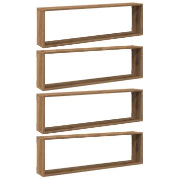  Wall Cube Shelves 4 pcs Artisan Oak 100x15x30 cm Engineered Wood