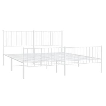 Metal Bed Frame with Headboard and Footboard White 183x213 cm