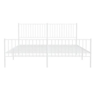 Metal Bed Frame with Headboard and Footboard White 183x213 cm