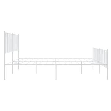 Metal Bed Frame with Headboard and Footboard White 183x213 cm