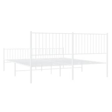 Metal Bed Frame with Headboard and Footboard White 183x213 cm