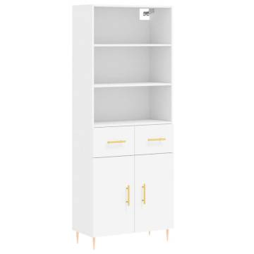 Highboard White 69.5x34x180 cm Engineered Wood