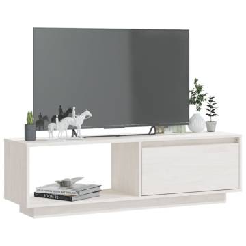  TV Cabinet White 110x30x33.5 cm Solid Pinewood