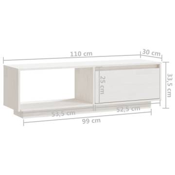  TV Cabinet White 110x30x33.5 cm Solid Pinewood