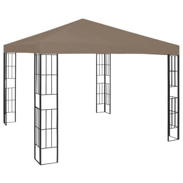  Gazebo with LED String Lights 3x3 m Taupe