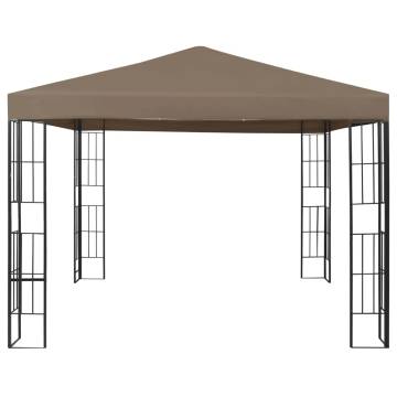  Gazebo with LED String Lights 3x3 m Taupe