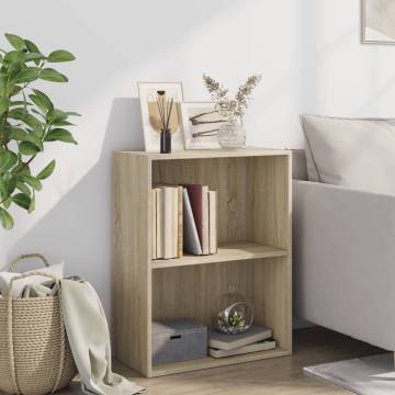  2-Tier Book Cabinet Sonoma Oak 60x30x76.5 cm Engineered Wood