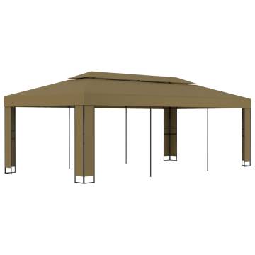  Gazebo with Double Roof 3x6 m Taupe 180 gm²