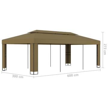  Gazebo with Double Roof 3x6 m Taupe 180 gm²