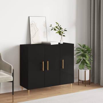  Sideboard Black 90x34x80 cm Engineered Wood