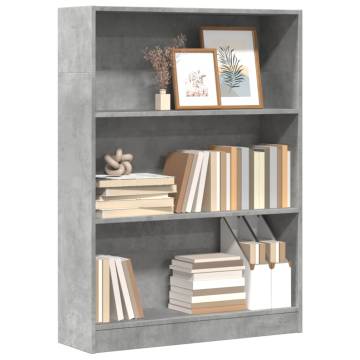  Bookcase Concrete Grey 80x24x109 cm Engineered Wood