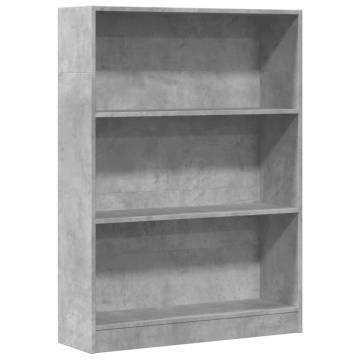  Bookcase Concrete Grey 80x24x109 cm Engineered Wood