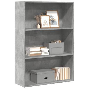  Bookcase Concrete Grey 80x30x114 cm Engineered Wood