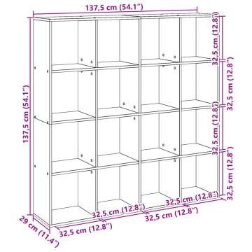  Book Cabinet Smoked Oak 137.5x29x137.5 cm Engineered Wood