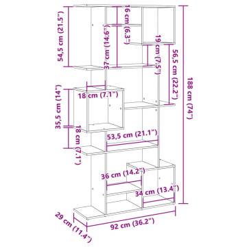  Book Cabinet White 92x29x188 cm Engineered Wood