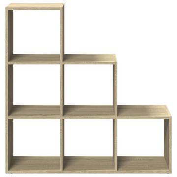  Room Divider Bookcase 3-Tier Sonoma Oak 99x29x99 cm Engineered Wood