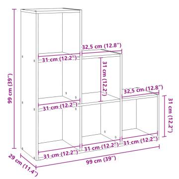  Room Divider Bookcase 3-Tier Sonoma Oak 99x29x99 cm Engineered Wood