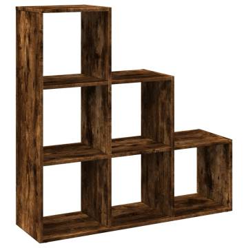  Room Divider Bookcase 3-Tier Smoked Oak 99x29x99 cm Engineered Wood