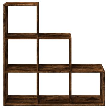  Room Divider Bookcase 3-Tier Smoked Oak 99x29x99 cm Engineered Wood