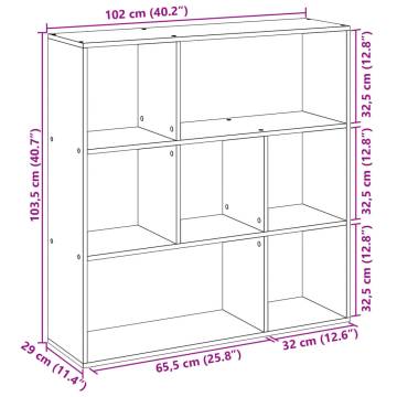  Room Divider Bookcase Grey Sonoma 102x29x103.5 cm Engineered Wood