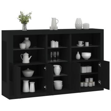  Sideboard with LED Lights Black 162x37x100 cm