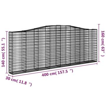  Arched Gabion Baskets 25 pcs 400x30x140160 cm Galvanised Iron